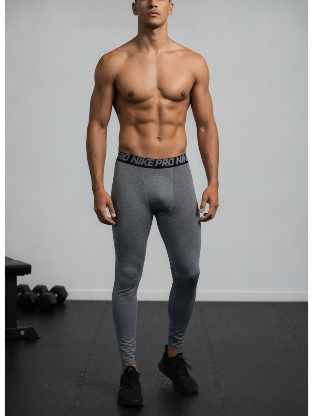 Nike Pro Men’s Heather Gray Compression Tights size XL Football, Basketball